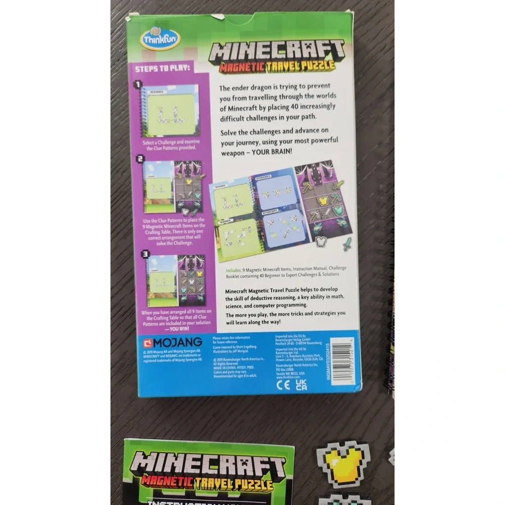 Minecraft Magnetic Travel Puzzle Game Kids Logic Brain Teaser
